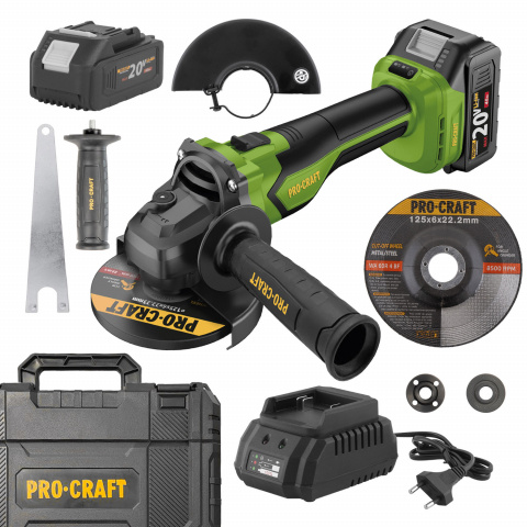 Aku úhlová bruska Procraft PGA22, 125mm | PGA22-1B-C